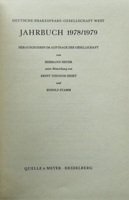 Deutsche Shakespeare-Gesellschaft West - Jahrbuch 1978/1979 (Hermann Heuer)