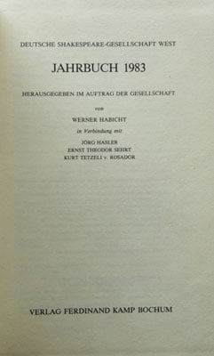 Deutsche Shakespeare-Gesellschaft West - Jahrbuch 1983 (Werner Habicht)