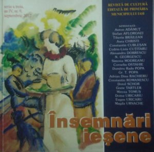 Insemnari iesene - revista de cultura editata de Primaria Municipiului Iasi - nr. 9 Septembrie 2012