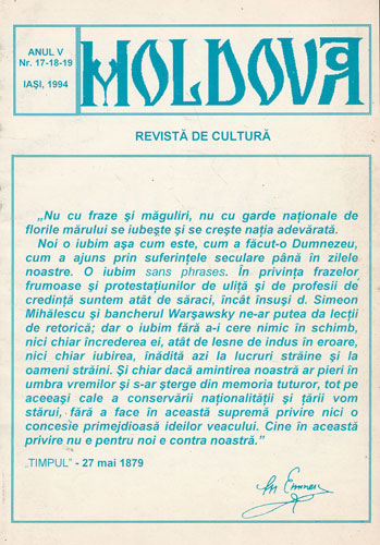 Moldova - revista de cultura nr. 17,18, 19 / 1994 (Aurel Stefanachi)