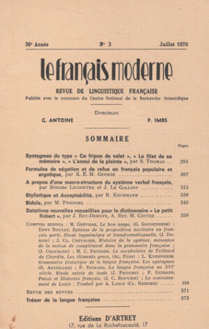 Le francais moderne, revista nr. 3 / 1970