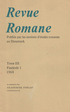 Revue Romane tome III fascicule 1 1968