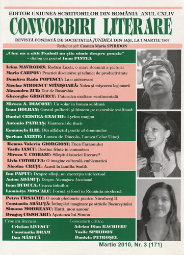 Convorbiri literare, revista nr. 3 / 2010 (Cassian Maria Spiridon) Convorbiri literare, revista nr. 3 / 2010 (Cassian Maria Spiridon)