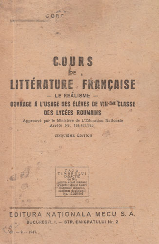 Cours de Litterature francaise (Gorgos Marin) Cours de Litterature francaise (Gorgos Marin)