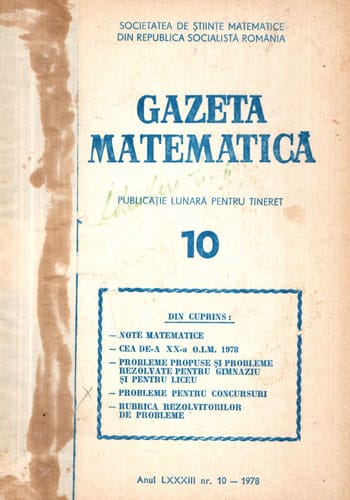 Gazeta matematica, revista nr. 10 / 1978 (Gereanu Ana)