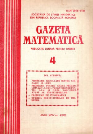 Gazeta matematica, revista nr. 4 / 1989 (Gereanu Ana)