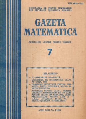 Gazeta matematica, revista nr. 7 / 1988 (Gereanu Ana)