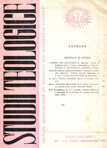 Studii teologice, revista facultatilor de teologie din Patriarhia Romana nr. 3-4 / 1998 (Dumitru Popescu) Studii teologice, revista facultatilor de teologie din Patriarhia Romana nr. 3-4 / 1998 (Dumitru Popescu)