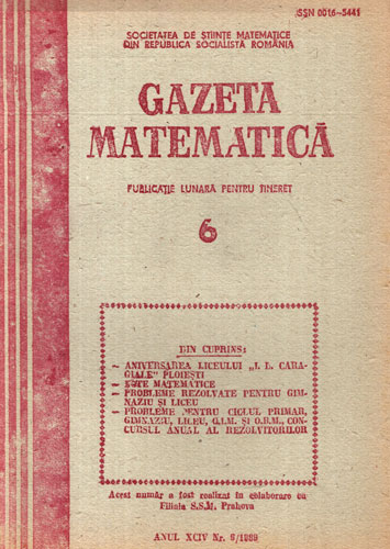 Gazeta matematica, revista nr. 6 / 1989 (Dumitru Acu) Gazeta matematica, revista nr. 6 / 1989 (Dumitru Acu)